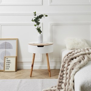 Staliukas medinis su stalčiumi 45x54,5x45 cm balta/medžio sp. Home Deco HD3864