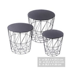 Kavos staliukas 3 vnt kompektas  (D28,5xH29,5; D33,5xH33,5; D38,5xH38 cm) 54708