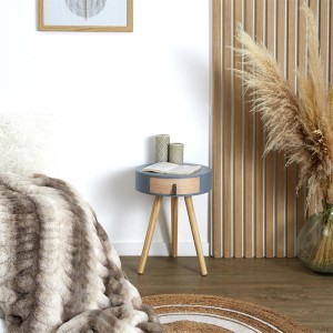 Staliukas medinis su stalčiumu 35x35x47 cm pilka/medžio sp. Home Deco HD6202