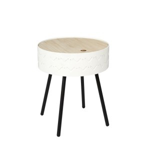 Staliukas medinis atsid. viršus 38x38x45 cm balta/medžio sp.Home Deco HD7461