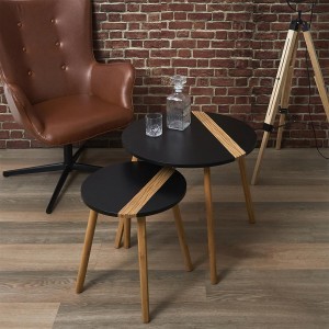Staliukai mediniai 2 vnt. 60x48/40x40 cm juodi/rudi Home Deco HD7355