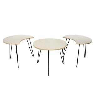 Staliukai mediniai 3 vnt. 45x36x45 cm balti mediniai Home Deco HD3881