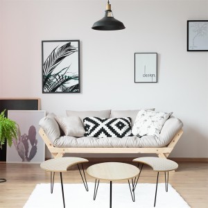 Staliukai mediniai 3 vnt. 45x36x45 cm balti mediniai Home Deco HD3881