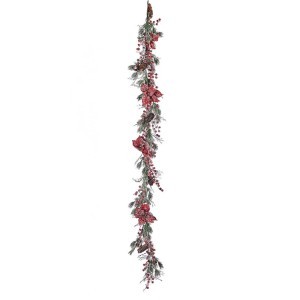 Dekoratyvinė girlianda šerkšnas, raudonos sp. 15x15x190 cm Krist+ 65434 KLD