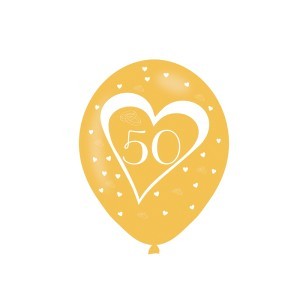 Balionų rinkinys Vestuvių 50 metų progai 6 vnt D27,5 cm aukso sp. Amscan 121110