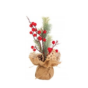 Dirbtinė eglutės šakelė dekoruota, drobiniame maišelyje 7x27 cm 26221  kld