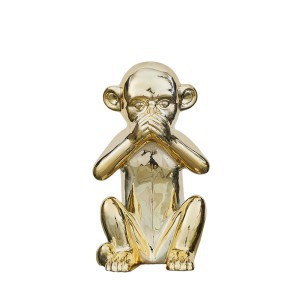 Figūrėlė keramikinė Beždžionė aukso sp. 30 cm "nekalbu" Home Deco HD0006