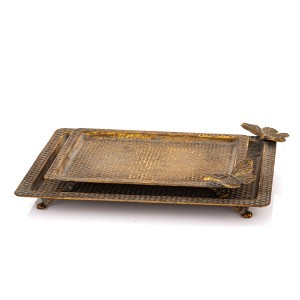 Padėklai metaliniai su drugeliu 2 vnt. 4,5x34x24,5 4x26,5x19,5 cm 175606