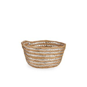 Krepšys pintas apvalus iš jūros žolės D20xH10 cm sidabrinės sp. Krist+ 82596 kld