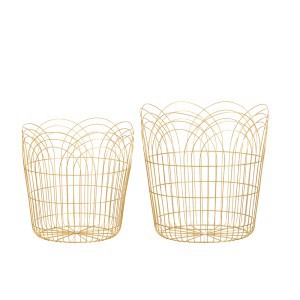 Krepšiai metaliniai daiktams 2 vnt D40xH40, D34xH34 cm aukso sp. 4Living 607104