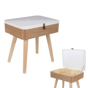 Staliukas medinis atsid. viršus 40x30,5x51 cm balta/medžio sp.Home Deco HD6199