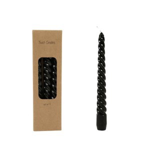Žvakės suktos 3 vnt 19 cm diam. 2,1 cm juoda spalva 95475