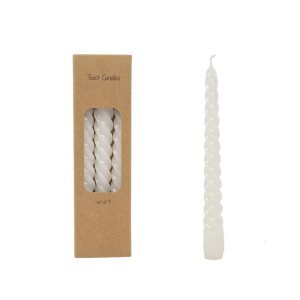 Žvakės suktos 3 vnt. 19 cm diam. 2,1 cm balta spalva 95468