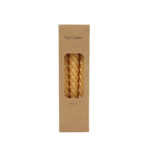 Žvakės suktos 3 vnt 19 cm diam. 2,1 cm geltona spalva 95472