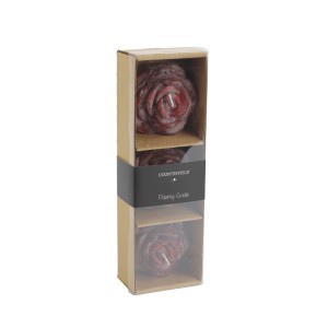 Žvakės plūduriuojančios 3 vnt D7xH4 cm Rožės žiedas, bordo sp. 118240