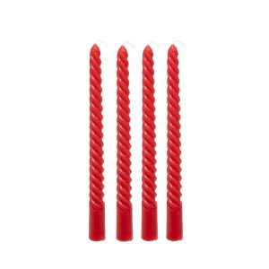 Žvakės suktos 4 vnt 25 cm raudona spalva HUGO Atmosphera 207036D