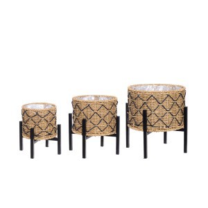 Stovai gėlėms 3 vnt pinti/juoda 27x27x29cm 33x33x33cm ir 23x23x25cm 608042