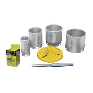 Grąžtai plytelėms karūniniai volfr.6 vnt. 33-53-67-73mm 0814806 Crownman