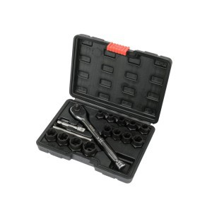 Sraigtinių galvučių rinkinys su terkšle 1/2" 3/8" 16 vnt. YT-05897 YATO