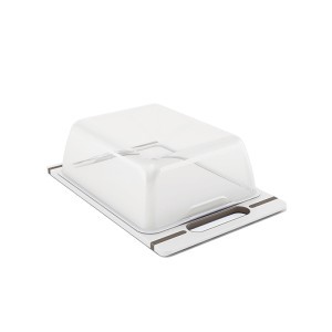 Lentelė pjaustymo su dangčiu 34x22x10,5 cm plastikinė balta/rusva 51612 Stefanpl