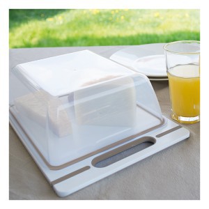 Lentelė pjaustymo su dangčiu 34x22x10,5 cm plastikinė balta/rusva 51612 Stefanpl