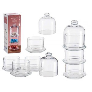 Serviravimo indas saldumynams 3 aukštų 9x9x22 cm 3x230 ml Pasabahce 20303