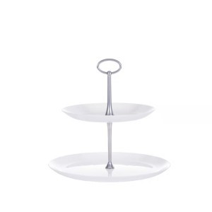 Padėklas stiklinis 2 aukštų 25x25x23 cm baltos spalvos VALENCIA Ambition 10379
