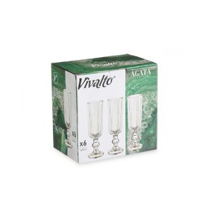 Taurės šampanui 160 ml 6 vnt komplektas žalsvos sp. Vivalto 84911