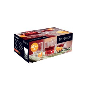 Stiklinių komplektas 6 vnt 325 ml skaidrios DIAMOND Ambition 64682