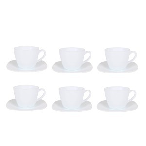 Puodeliai 6 vnt komplektas su lėkštutėmis 220 ml opalo stiklas Percutti MKT97952
