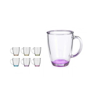 Puodeliai stikliniai komplektas 6 vnt 310 ml spalvoti Vivalto 82275