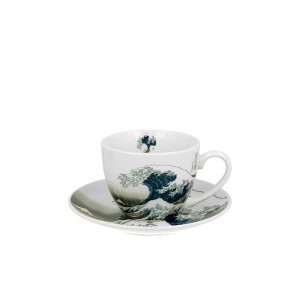 Puodelis su lėkštele porcelianinis 250 ml K.Hokusai DUO