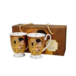 Puodeliai porcelianiniai 2 vnt G.Klimt Bučinys 320 ml DUO