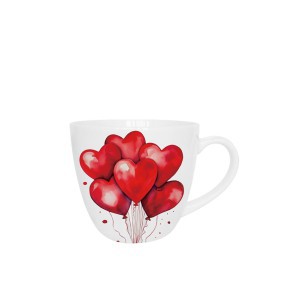Puodelis porcelianinis Balionai su širdelėm 460 ml DUO