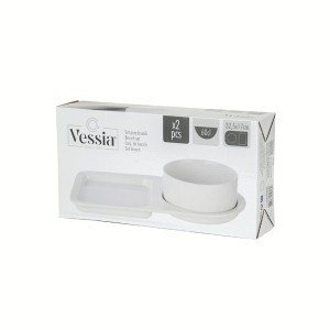 Rinkinys priešpiečių dubenėlis 600 ml lėkštė 32,5x17 cm porcelianas Vessia83692