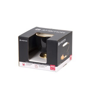 Puodelis porcelianinis ROYAL 220 ml su lėkštute juodas Ambition 50989