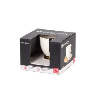 Puodelis porcelianinis ROYAL 220 ml su lėkštute baltas Ambition 50985