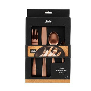 Stalo įrankių rinkinys nerūdijančio plieno 16 vnt rose gold  Maku 310197