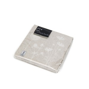 Servetėlės popierinės Gėlės rusvos 25x25 cm 20 vnt Migros 108741