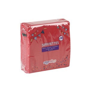 Servetėlės popierinės raudonos spalvos 38x38 cm 30 vnt Colorparty 29934
