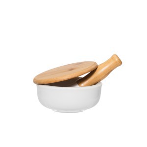 Grūstuvė prieskoniams balta keramikinė su dangteliu D11,5xH8,5 cm Maku 628362