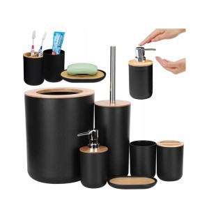 Vonios kambario aksesuarų rinkinys 6 vnt. plastikas juodos spalvos 27139