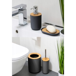 Vonios kambario aksesuarų rinkinys 6 vnt. plastikas juodos spalvos 27139