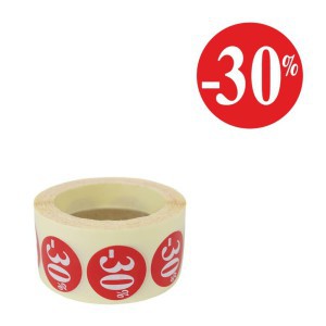 Lipdukai nuolaidoms 30% 500 vnt (lipdukas 25x25 mm) 53919