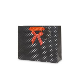 Dovanų maišelis juodas su taškeliais 20x25x8 cm 93952