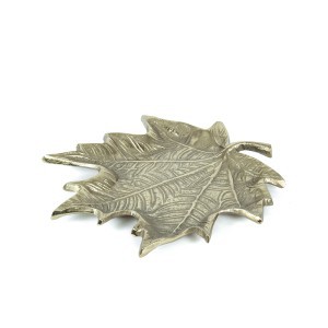 Dekoratyvinė lėkštė metalinė aukso sp.Lapas L 27 cm 11455  DECOSILUET
