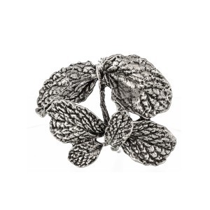 Žiedas servetėlėms Lapai sidabro spalvos 6x5x4,5 cm 156865