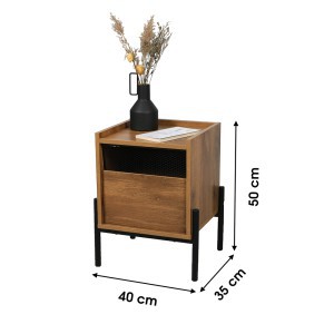 Staliukas medinis su stalčiumu 40x35x50 cm juoda/ruda spalva Urban Living 151524