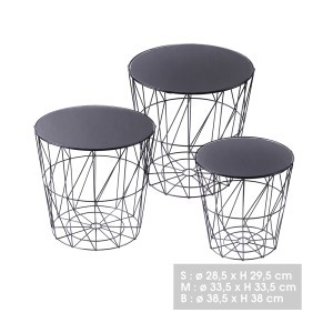 Kavos staliukas 3 vnt kompektas  (D28,5xH29,5; D33,5xH33,5; D38,5xH38 cm) 54708