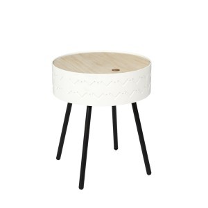 Staliukas medinis atsid. viršus 38x38x45 cm balta/medžio sp.Home Deco HD7461